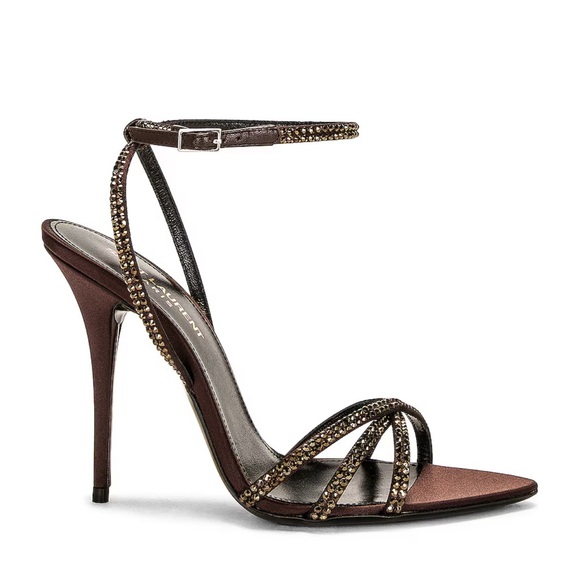 NWOT Saint Laurent Ava sandals in crepe satin with rhinestones - Picture 2 of 13